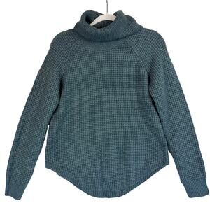 Kuhl Waffle Knit‎ Turtleneck Sweater Womens Medium Blue Gray Long Sleeve Outdoor
